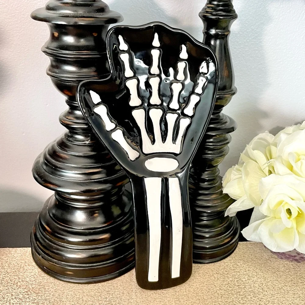 NWT Skeleton Hand Large Ceramic Spoon Rest